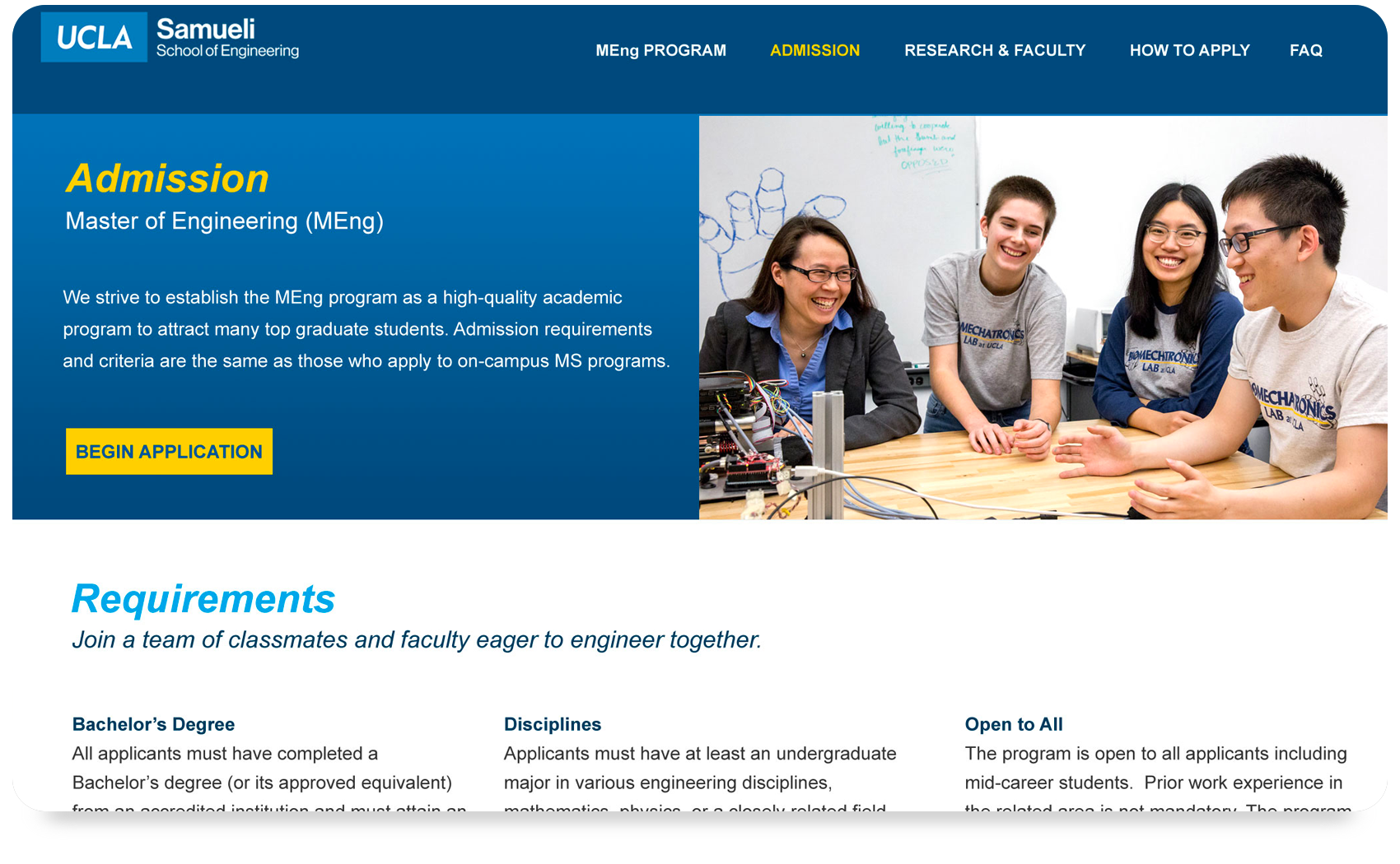 MENG Program Webpage